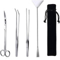 Professional Aquascaping Tool Set: 4-in-1 Stainless Steel Long Tweezers, Scissors, and Spatula for Aquariums and Terrariums