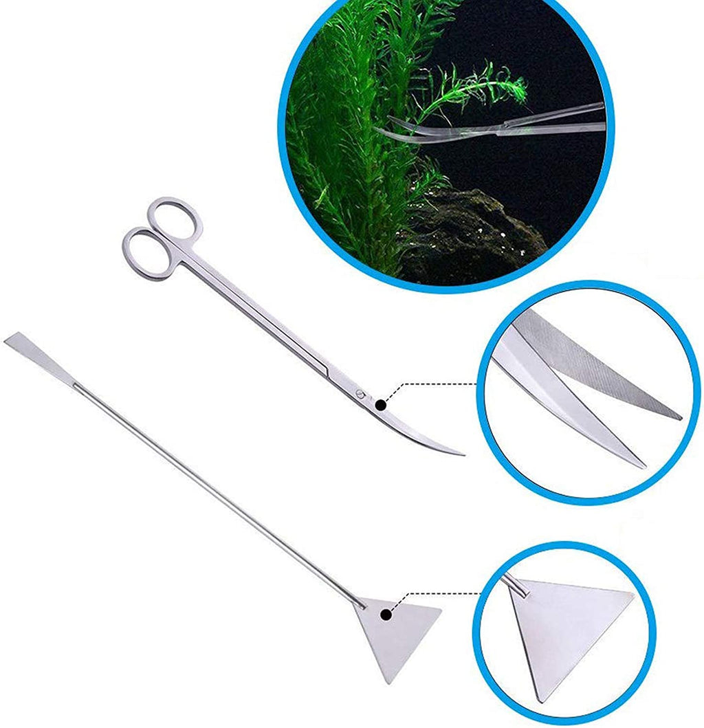 Professional Aquascaping Tool Set: 4-in-1 Stainless Steel Long Tweezers, Scissors, and Spatula for Aquariums and Terrariums