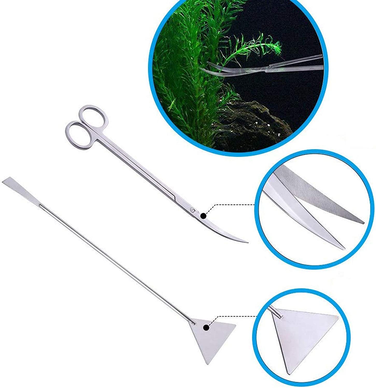 Professional Aquascaping Tool Set: 4-in-1 Stainless Steel Long Tweezers, Scissors, and Spatula for Aquariums and Terrariums