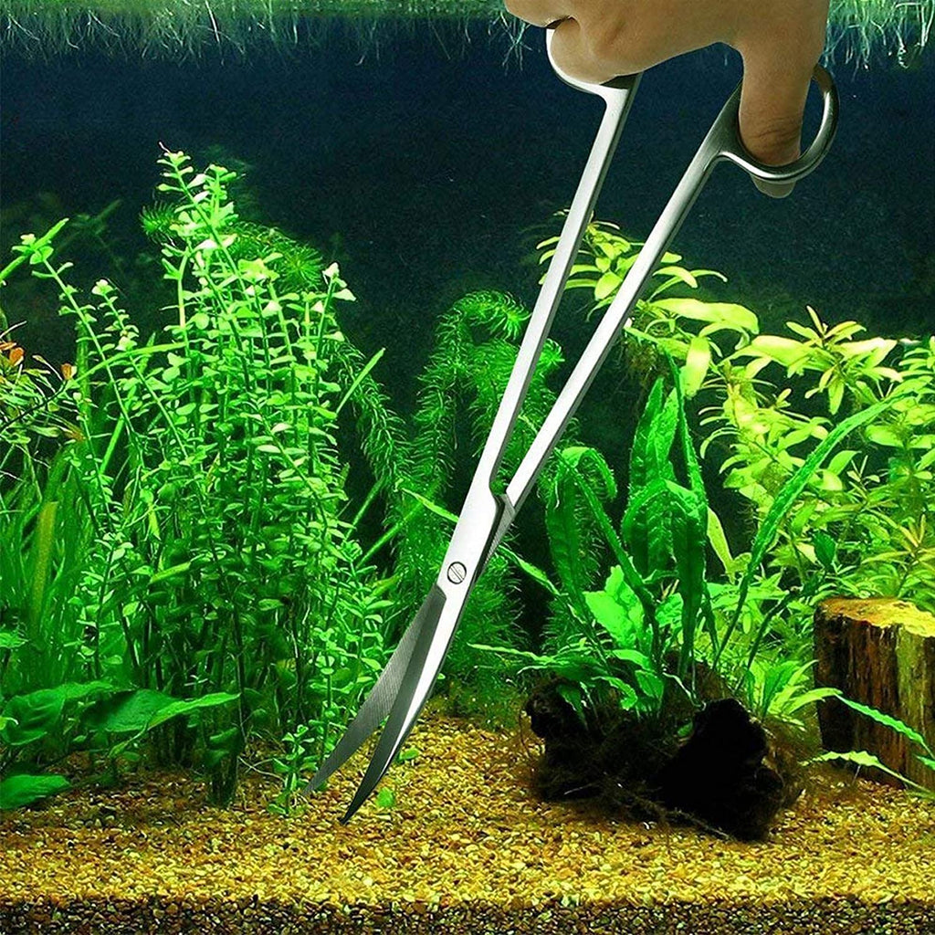 Professional Aquascaping Tool Set: 4-in-1 Stainless Steel Long Tweezers, Scissors, and Spatula for Aquariums and Terrariums