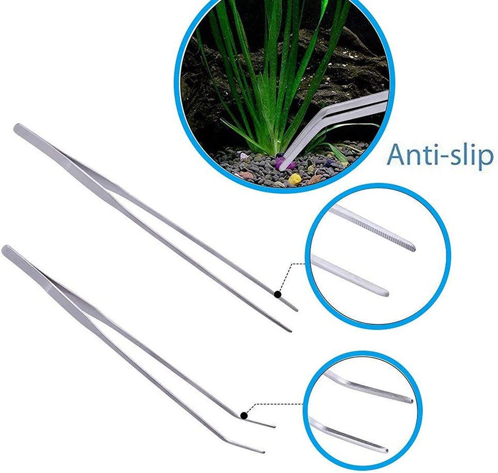 Professional Aquascaping Tool Set: 4-in-1 Stainless Steel Long Tweezers, Scissors, and Spatula for Aquariums and Terrariums