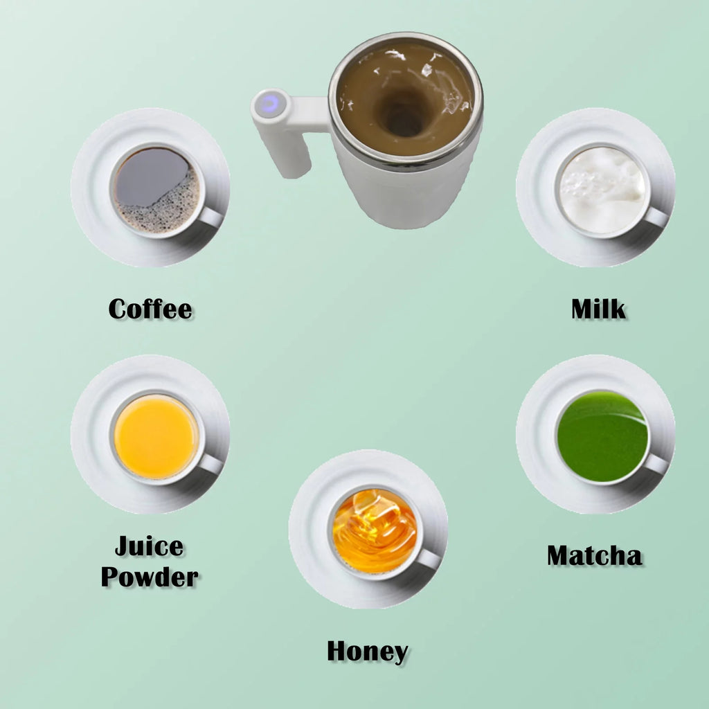 Rechargeable Self Stirring Mug - Magnetic Electric Auto Mixing Stainless Steel Cup for Office/Kitchen/Travel/Home Coffee/Tea/Hot Chocolate/Milk-430 Ml/14.5 Oz(Black)